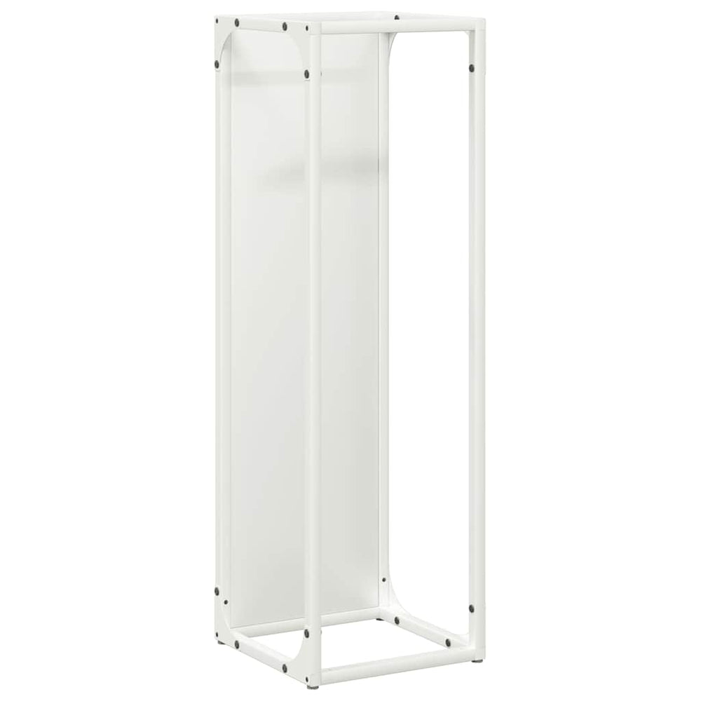 Weißes Brennholzregal Stahl 25x25x80 cm