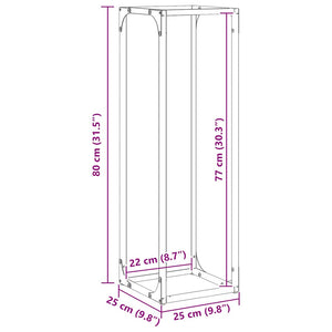 vidaXL Support à bois de chauffage vert olive 25x25x80 cm Acier laminé à froid