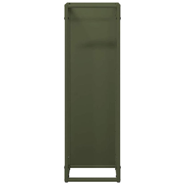 vidaXL Support à bois de chauffage vert olive 25x25x80 cm Acier laminé à froid
