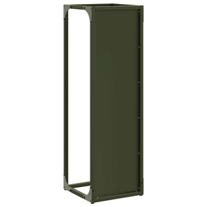 vidaXL Support à bois de chauffage vert olive 25x25x80 cm Acier laminé à froid