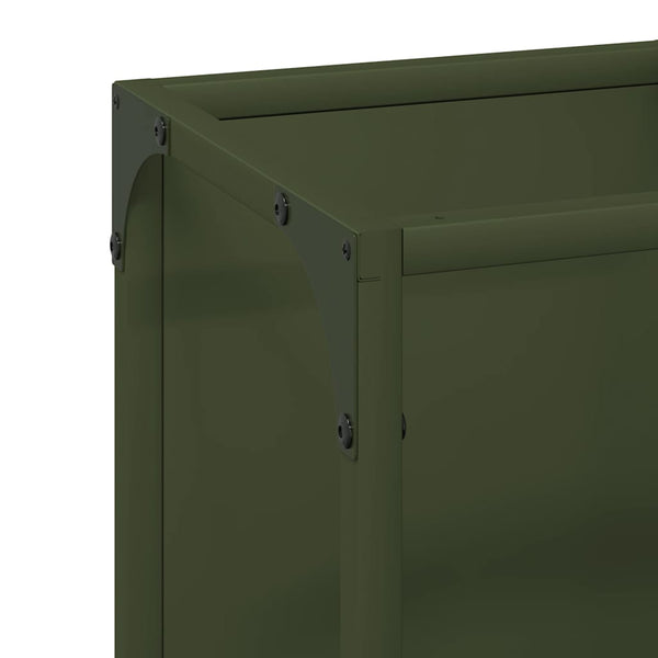 vidaXL Support à bois de chauffage vert olive 25x25x80 cm Acier laminé à froid
