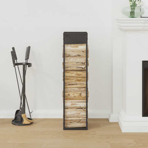 Brennholzregal Schwarz Stahl 25x100 cm