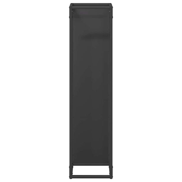 Brennholzregal Schwarz Stahl 25x100 cm