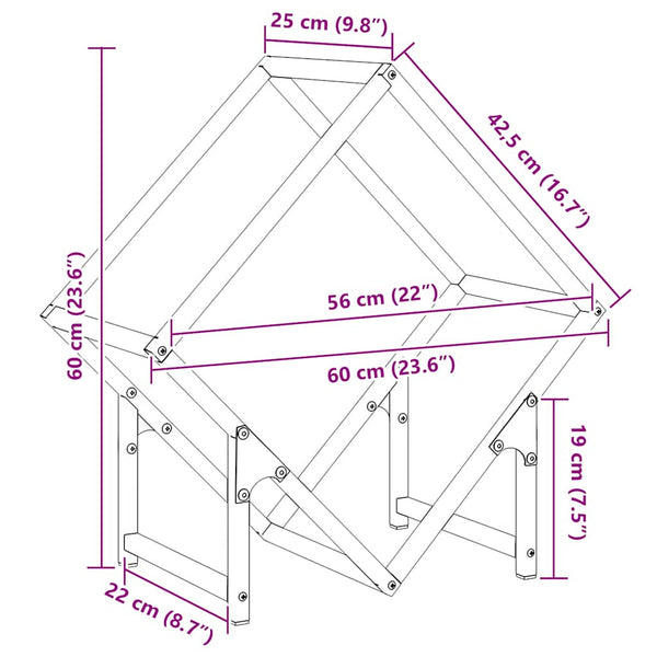Brennholzregal Olivgrün 60cm Stahl