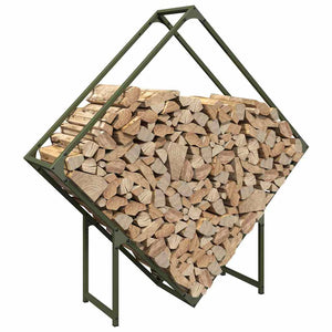 vidaXL Range-bûches Vert olive 100x25x100 cm Acier laminé à froid