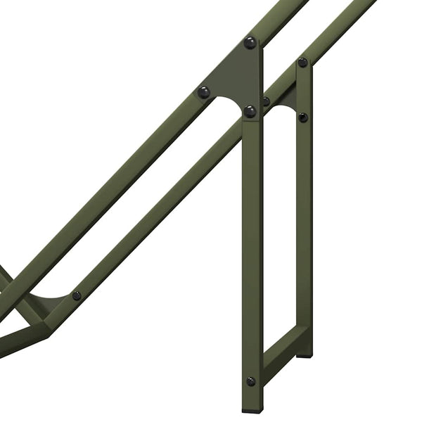 vidaXL Range-bûches Vert olive 100x25x100 cm Acier laminé à froid