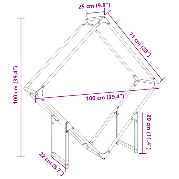 vidaXL Range-bûches Vert olive 100x25x100 cm Acier laminé à froid