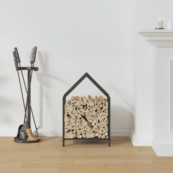 Brennholzregal Schwarz 40x25x60 cm