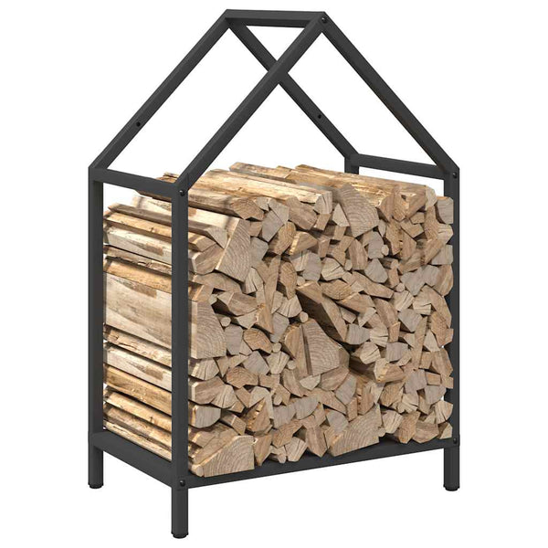 Brennholzregal Schwarz 40x25x60 cm