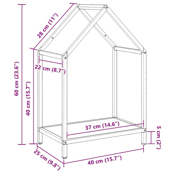 Brennholzregal Anthrazit 40x25x60 cm