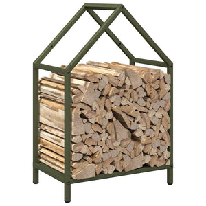 vidaXL Support à bois de chauffage vert olive 40x25x60 cm Acier laminé à froid