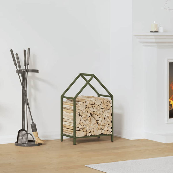 vidaXL Support à bois de chauffage vert olive 40x25x60 cm Acier laminé à froid