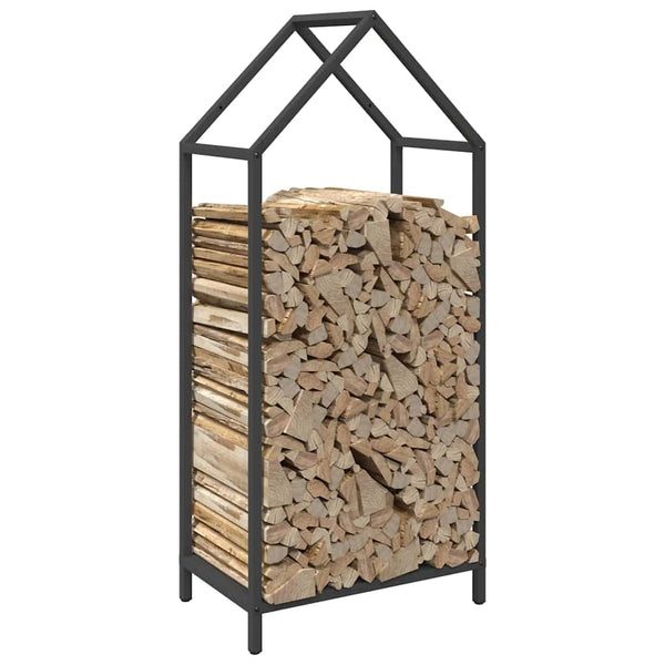 Brennholzregal Schwarz 40x25x90 cm