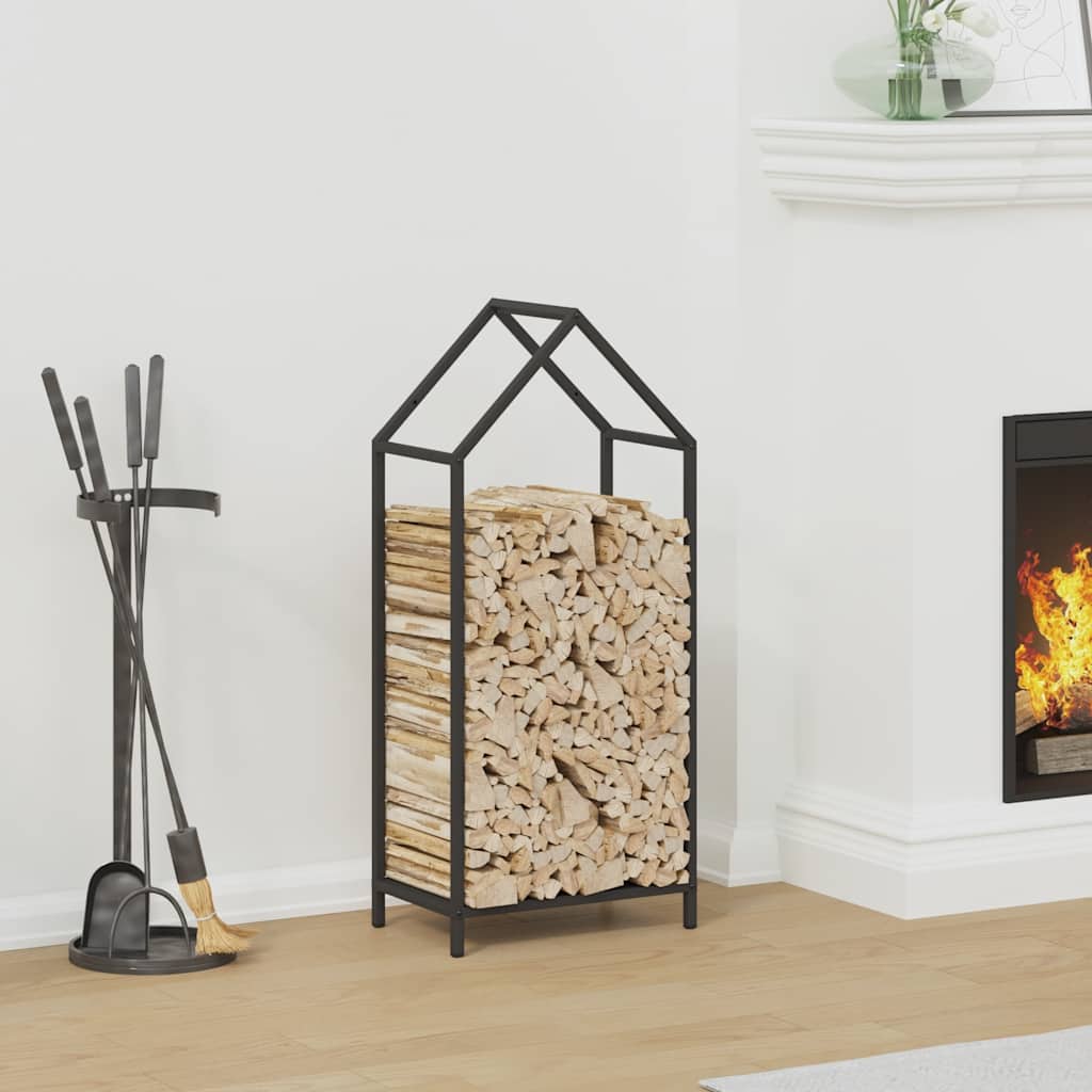 Brennholzregal Schwarz 40x25x90 cm