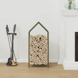 Brennholzregal Olivgrün Stahl 40x90cm
