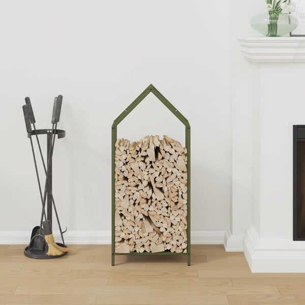 Brennholzregal Olivgrün Stahl 40x90cm