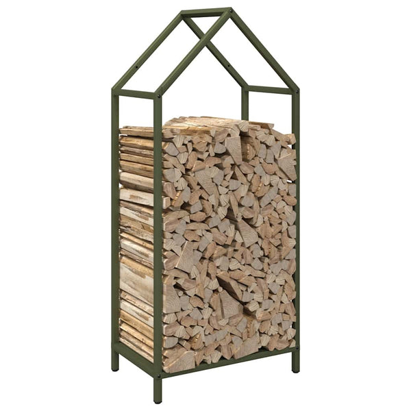 Brennholzregal Olivgrün Stahl 40x90cm