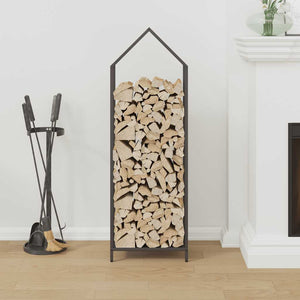 Schwarzes Brennholzregal Stahl 40x25x120cm