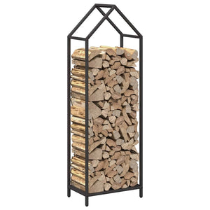 Schwarzes Brennholzregal Stahl 40x25x120cm