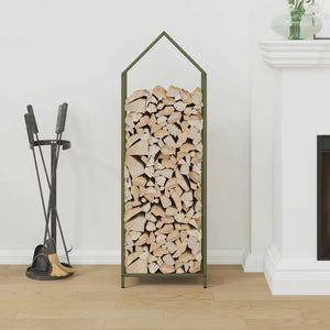 Brennholzregal Olivgrün Stahl 40x25x120 cm