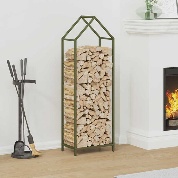 Brennholzregal Olivgrün Stahl 40x25x120 cm