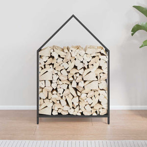 Brennholzregal Schwarz 60x25x90 cm
