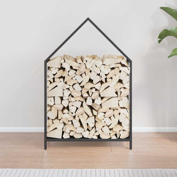 Brennholzregal Schwarz 60x25x90 cm