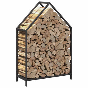 Brennholzregal Schwarz 60x25x90 cm