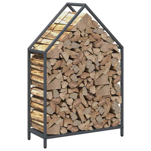 Brennholzregal Anthrazit Stahl 60x25x90cm