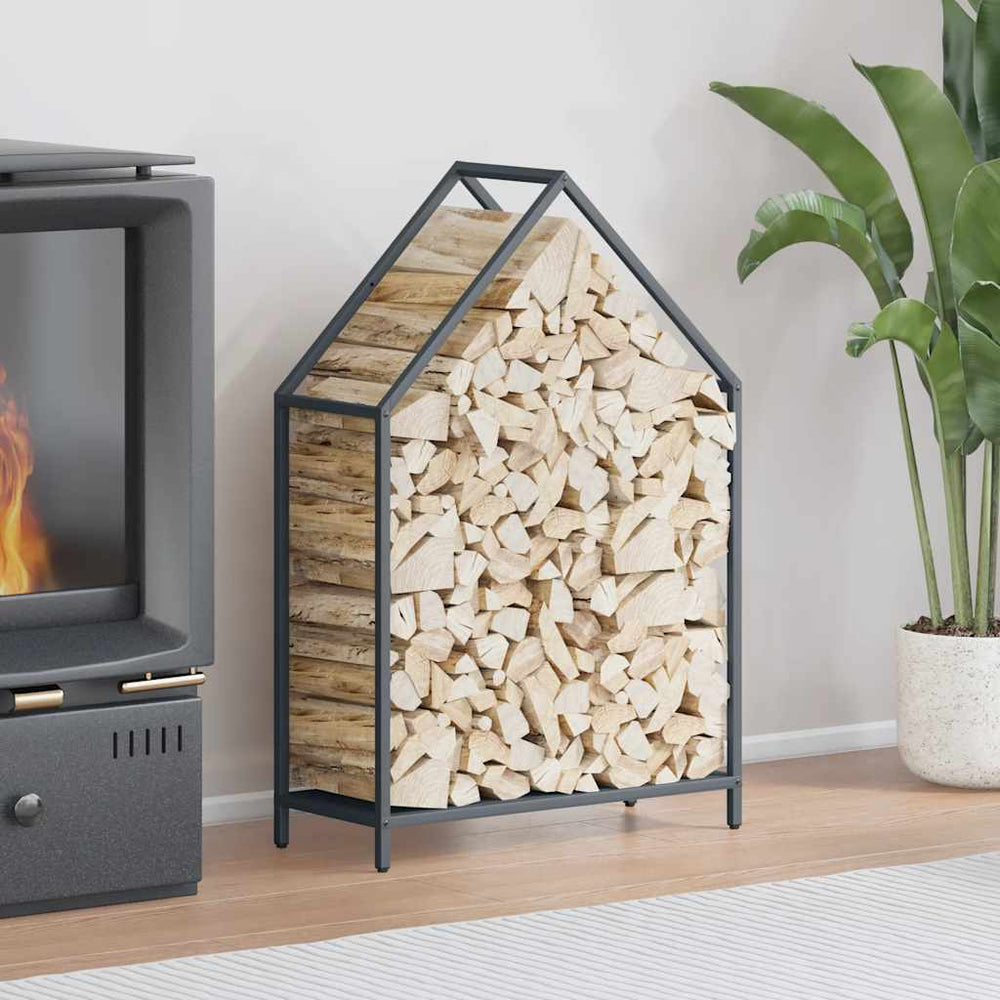 Brennholzregal Anthrazit Stahl 60x25x90cm