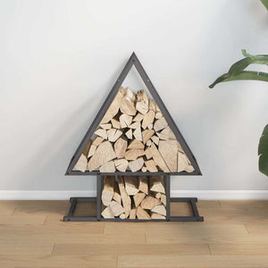 Brennholzregal Schwarz 50x25x60 cm