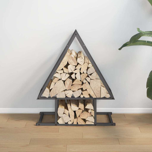 Brennholzregal Schwarz 50x25x60 cm