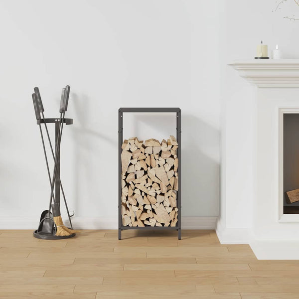 Brennholzregal Schwarz Stahl 34x25x70cm