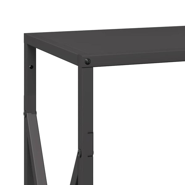 Brennholzregal Schwarz Stahl 34x25x70cm