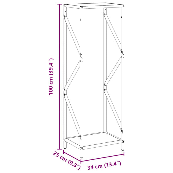 Brennholzregal Anthrazit Stahl 34x25x100cm
