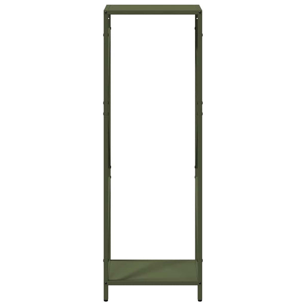 Brennholzregal Olivgrün Stahl 34x25x100cm