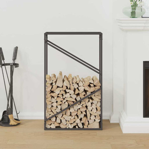 Brennholzregal Schwarz 60x25x100 cm