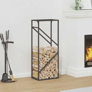 Schwarzes Brennholzregal Stahl 40x25x100cm