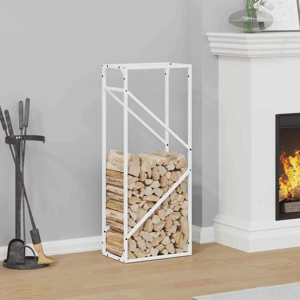 Weißes Kaminholzregal 40x25x100 cm