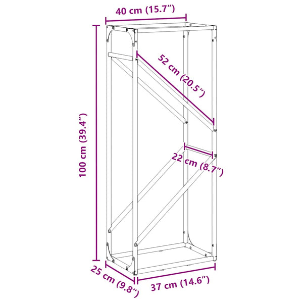 Brennholzregal Olivgrün Stahl 40x25x100 cm