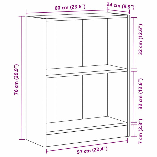 Bücherregal Schwarz Eichen-Optik 60 cm