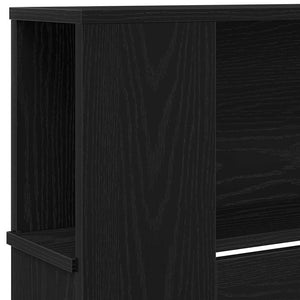 Schwarzes Kopfteil mit Regal Eichenoptik 220 cm