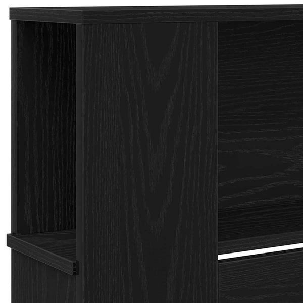 Schwarzes Kopfteil mit Regal Eichenoptik 220 cm
