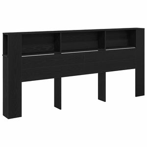 Schwarzes Kopfteil mit Regal Eichenoptik 220 cm