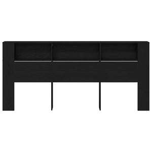 Schwarzes Kopfteil mit Regal Eichenoptik 220 cm
