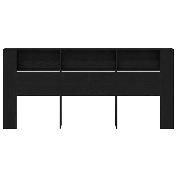 Schwarzes Kopfteil mit Regal Eichenoptik 220 cm