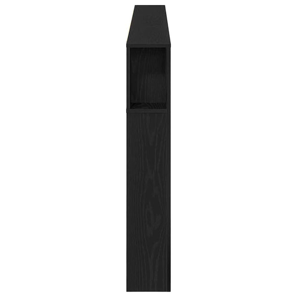 Schwarzes Kopfteil mit Regal Eichenoptik 220 cm