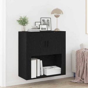 Wandschrank Schwarz Eichenoptik 80x80 cm
