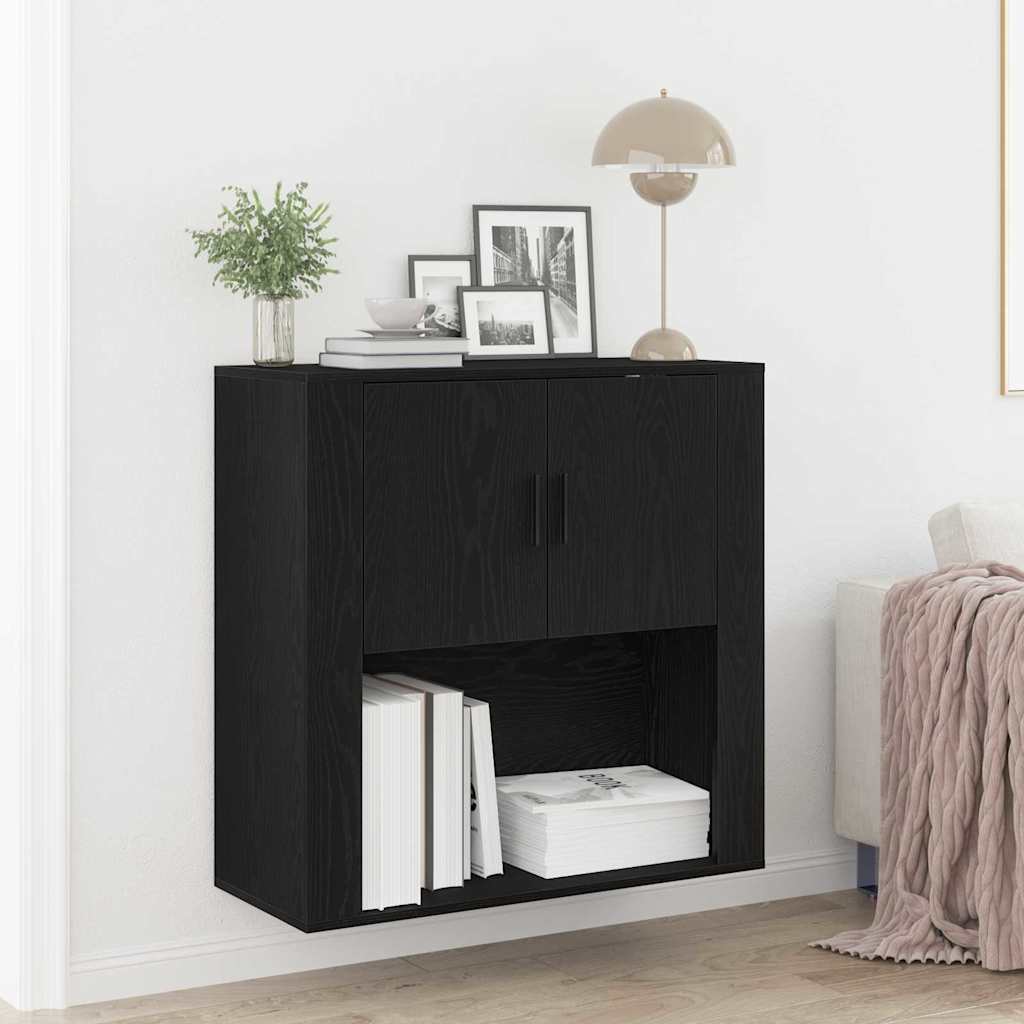 Wandschrank Schwarz Eichenoptik 80x80 cm