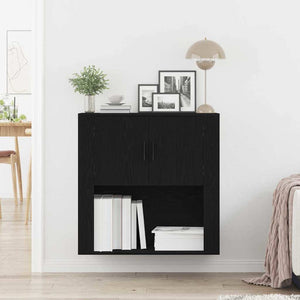 Wandschrank Schwarz Eichenoptik 80x80 cm